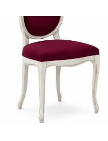 Sedia classica ovalina imbottita legno bianco shabby 49x55x104