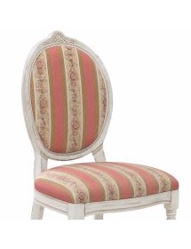 Sedia classica ovalina imbottita legno bianco shabby 49x55x104