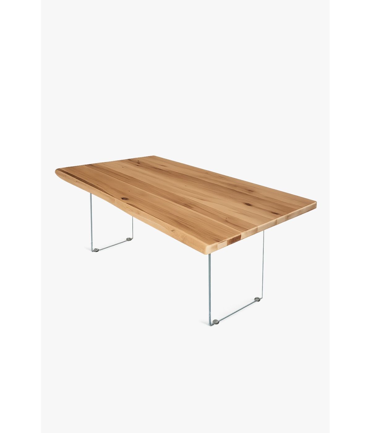 MOBILI 2G - TAVOLO FISSO IN LEGNO ROVERE MASSELLO 160x90  spessore 4 cm E GAMBE IN VETRO