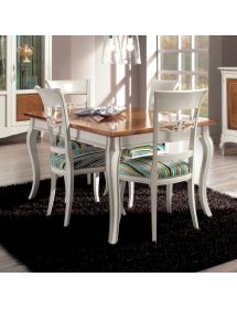 Tavolo rettangolare allungabile legno shabby bicolore 160X90x78