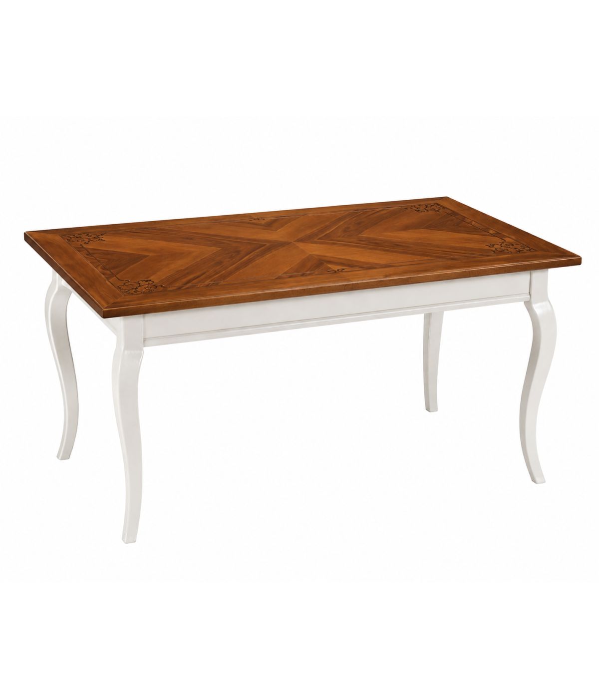 Tavolo rettangolare allungabile legno shabby bicolore 160X90x78