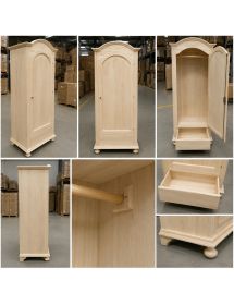 Armadio classico 1 porta 1 cassetto legno grezzo 96X56X196 (1703)