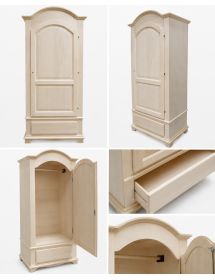 ARMADIO IN LEGNO 1 PORTA 1 CASSETTO GREZZO 96X56X196