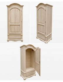 ARMADIO IN LEGNO 1 PORTA 1 CASSETTO GREZZO 96X56X196