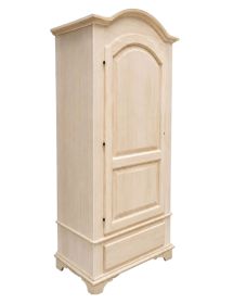 ARMADIO IN LEGNO 1 PORTA 1 CASSETTO GREZZO 96X56X196