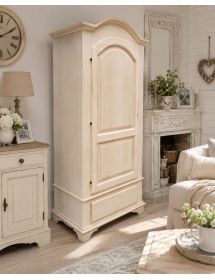 ARMADIO IN LEGNO 1 PORTA 1 CASSETTO GREZZO 96X56X196
