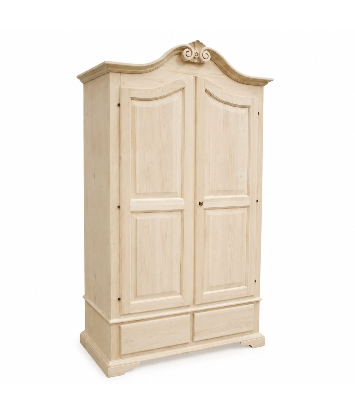 Armadio classico 2 porte 2 cassetti legno grezzo 122X60X204 (1206)