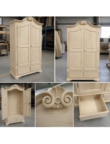 Armadio classico 2 porte 2 cassetti legno grezzo 122X60X204 (1206)