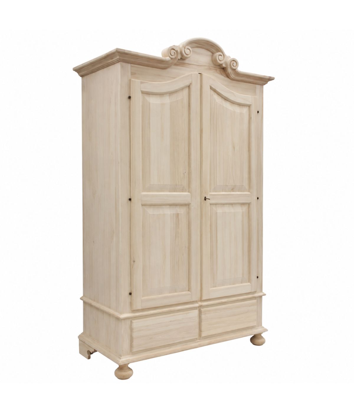 Armadio classico 2 porte 2 cassetti legno grezzo 122X60X204 (1204)