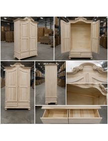Armadio classico 2 porte 2 cassetti legno grezzo 122X60X204 (1204)