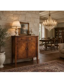Credenza classica 2 porte 2 cassetti intarsio legno bassano 71X41x83