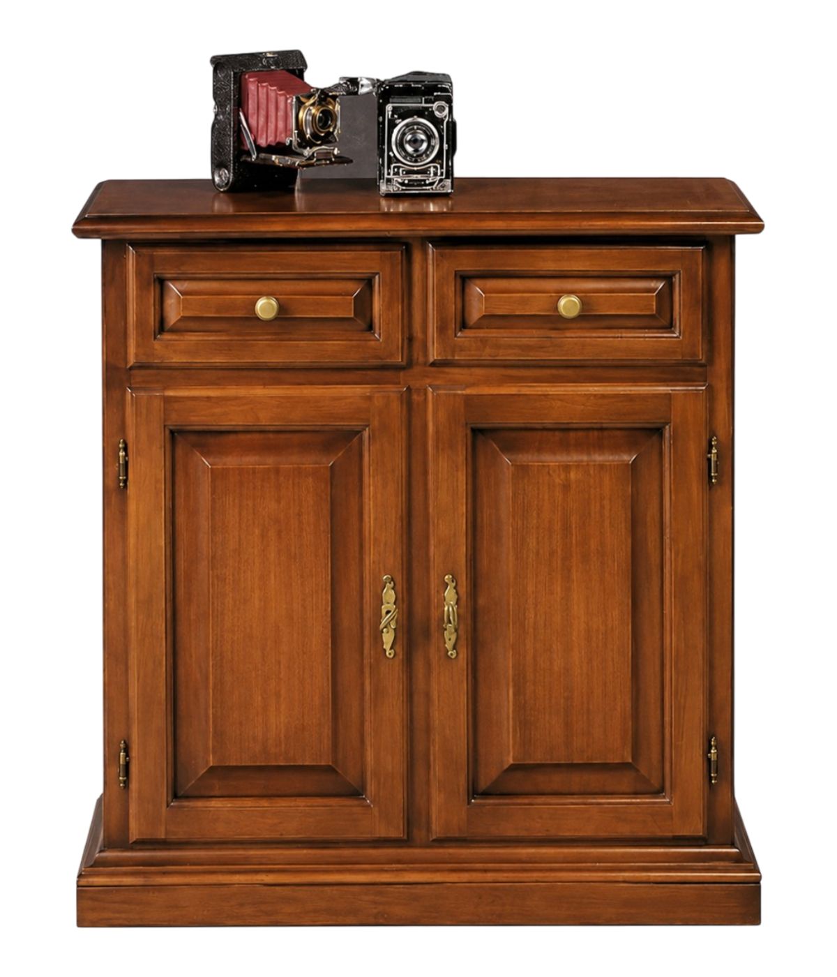 Credenza madia classica 2 porte 2 cassetti Legno tinta noce 82x41x84 (205)