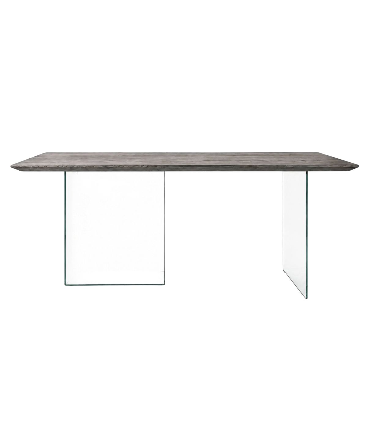 TAVOLO FISSO IN ROVERE MASSELLO NODATO FINITURA BETON SPESSORE 4 CM. MISURA L.250 P.100 H.75 (1670)