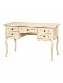 SCRIVANIA 5 CASSETTI IN LEGNO SHABBY AVORIO L.130 P.60 H.79