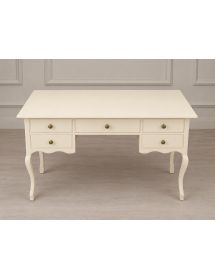 SCRIVANIA 5 CASSETTI IN LEGNO SHABBY AVORIO L.130 P.60 H.79