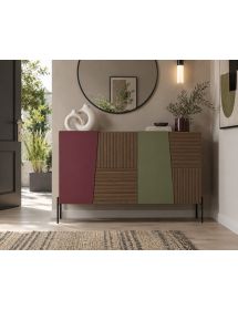 Madia 2 Ante contemporanea Legno frassino gambe metallo nero 126X48X83 (3151)