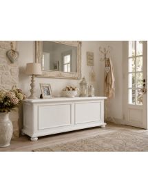 Cassapanca in legno bianco anticato shabby 120X42X50