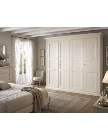 Armadio 4 porte legno shabby bianco anticato 286x66x252