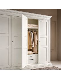 Armadio 4 porte legno shabby bianco anticato 286x66x252