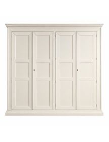 Armadio 4 porte legno shabby bianco 286x66x252