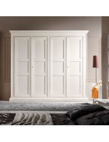 Armadio 4 porte legno shabby bianco 286x66x252