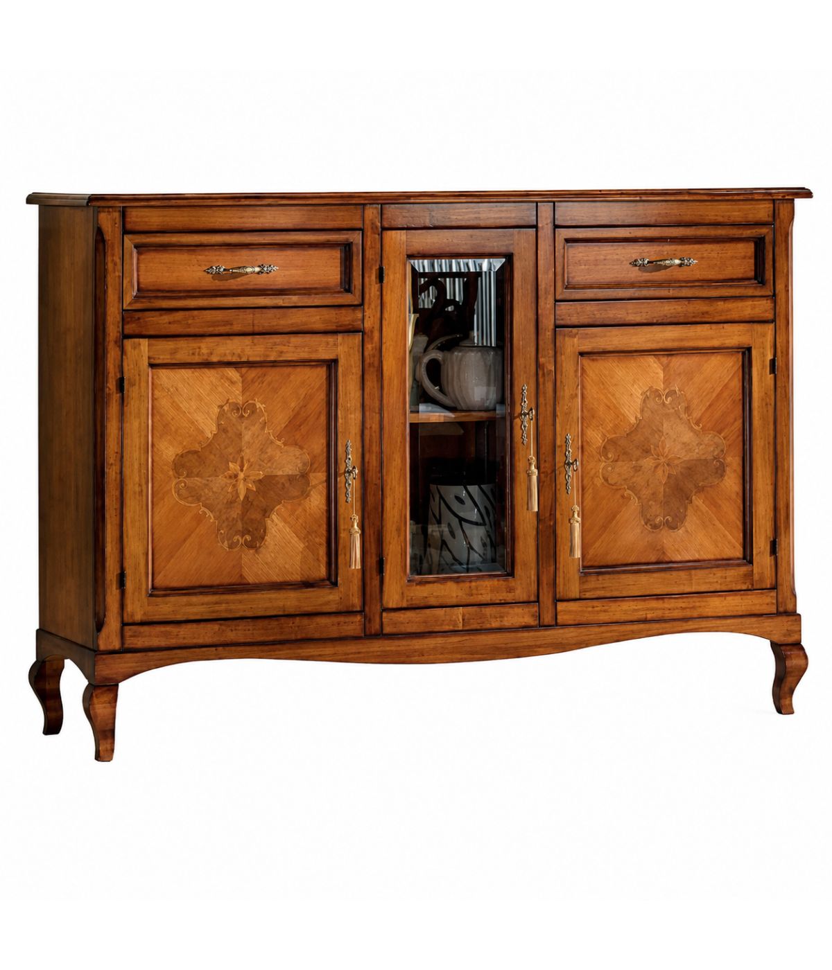 CREDENZA CLASSICA 3 PORTE 2 CASSETTI LEGNO BASSANO 165X49x113