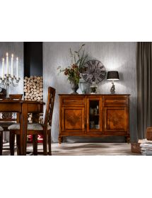 CREDENZA CLASSICA 3 PORTE 2 CASSETTI LEGNO BASSANO 165X49x113