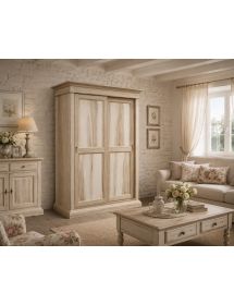 Armadio classico 2 porte scorrevoli legno grezzo 128X50X200 (483)