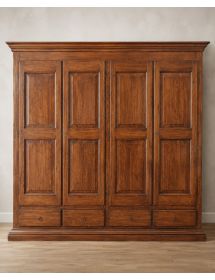 Armadio 4 porte classico in legno tinta noce 234x61x221
