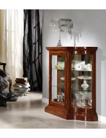 Vetrina classica vetro curvo Legno tinta noce bassano 101X36X99