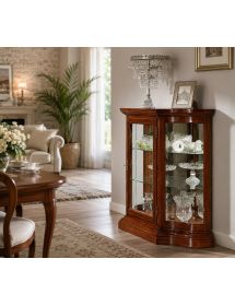 Vetrina classica vetro curvo Legno tinta noce bassano 101X36X99