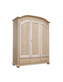 Armadio classico 3 porte 3 cassetti legno grezzo 181X61X224 (3210)