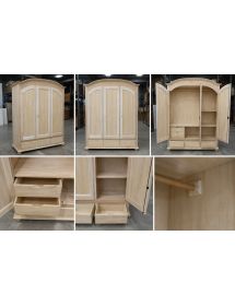 Armadio classico 3 porte 3 cassetti legno grezzo 181X61X224