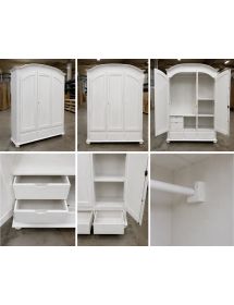 Armadio classico 3 porte 3 cassetti legno grezzo 181X61X224