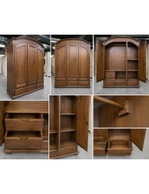 Armadio classico 3 ante 3 cassetti legno tinta noce 181x61x224