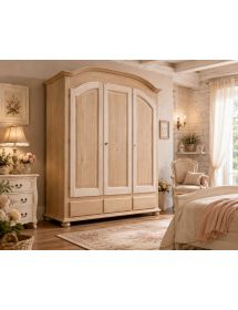 Armadio classico 3 porte 3 cassetti legno grezzo 181X61X224