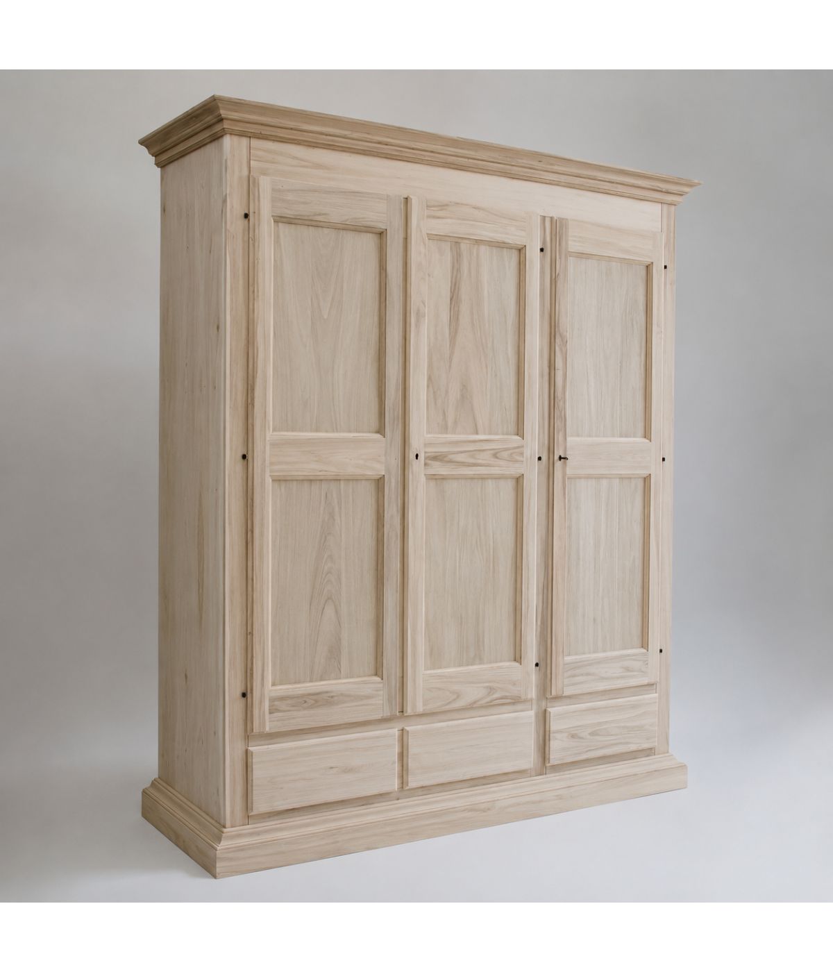 Armadio classico 3 porte 3 cassetti legno grezzo 182X61X221 (611)