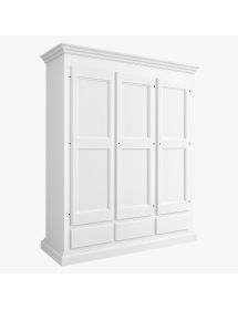 Armadio 3 porte arte povera in legno bianco 182x61x221 (611)