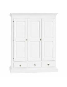 Armadio 3 porte arte povera in legno bianco 182x61x221 (611)