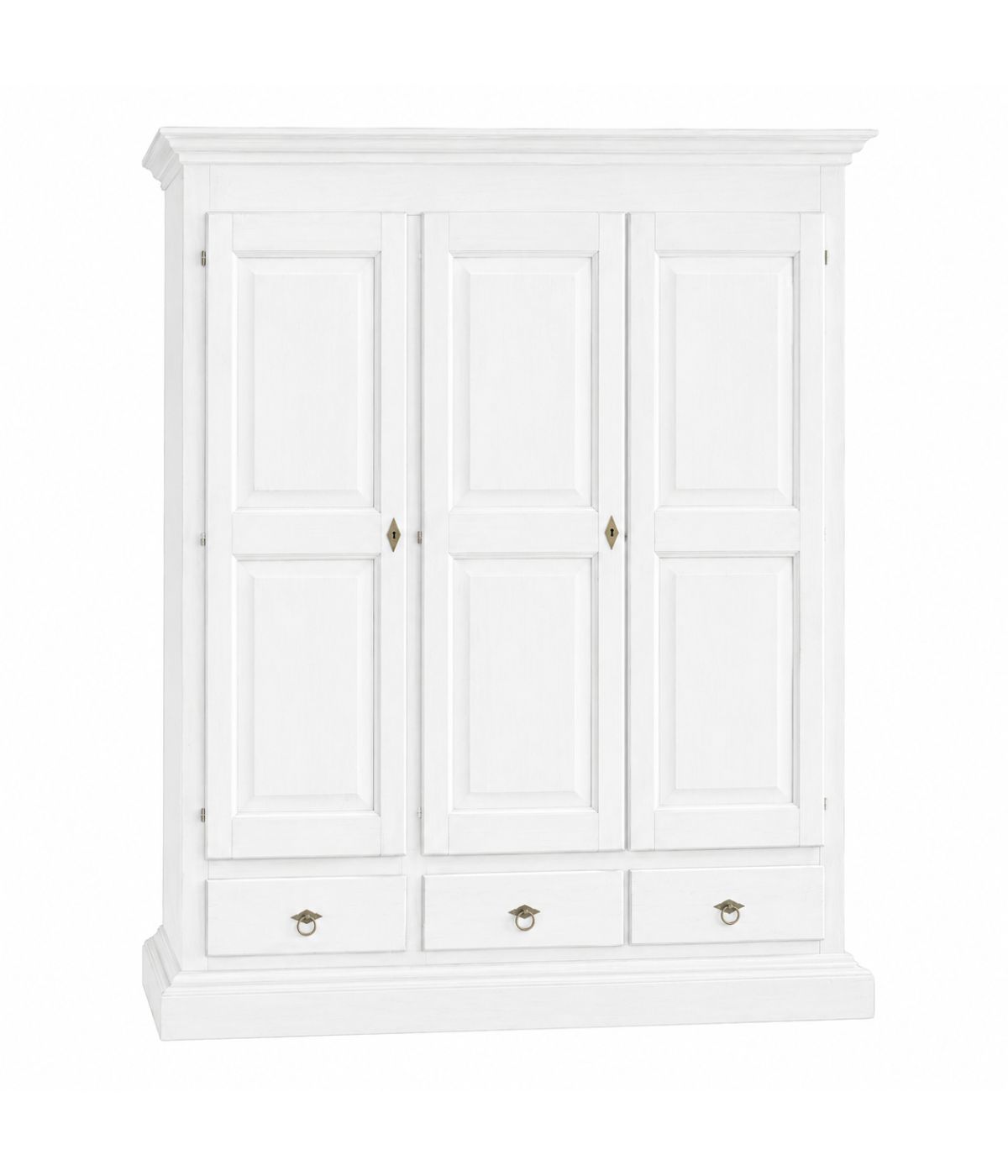 Armadio 3 porte arte povera in legno bianco 182x61x221 (611)