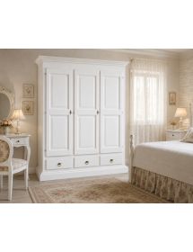 Armadio 3 porte arte povera in legno bianco 182x61x221 (611)