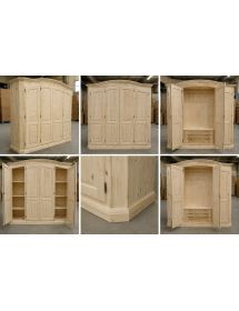Armadio classico 4 porte legno massello abete grezzo 231X63X219 (305)