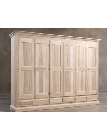 Armadio classico 6 porte 6 cassetti legno grezzo  300X61X240 (685)