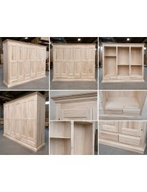Armadio classico 6 porte 6 cassetti legno grezzo  300X61X240 (685)