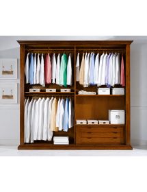 MOBILI 2G - Armadio 2  porte scorrevoli in legno tinta noce arte povera L.275 x P.66 H.254