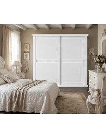 Armadio classico 2 porte scorrevoli legno shabby bianco 275X66X254 ...