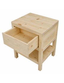 Comodino 1 cassetto 1 ripiano legno massello abete grezzo 45x38x60 (3304)