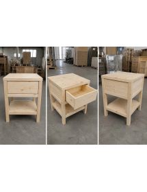 COMODINO CORTINA 1 CASSETTO IN LEGNO MASSELLO DI ABETE 45X38X60 (3304)