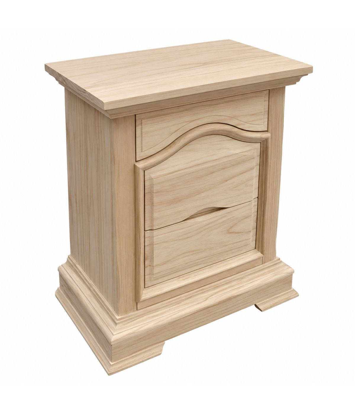 Comodino classico 3 cassetti legno grezzo 60x37x71 (496)