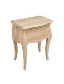 Comodino classico sagomato 1 cassetto legno grezzo  50x30x60